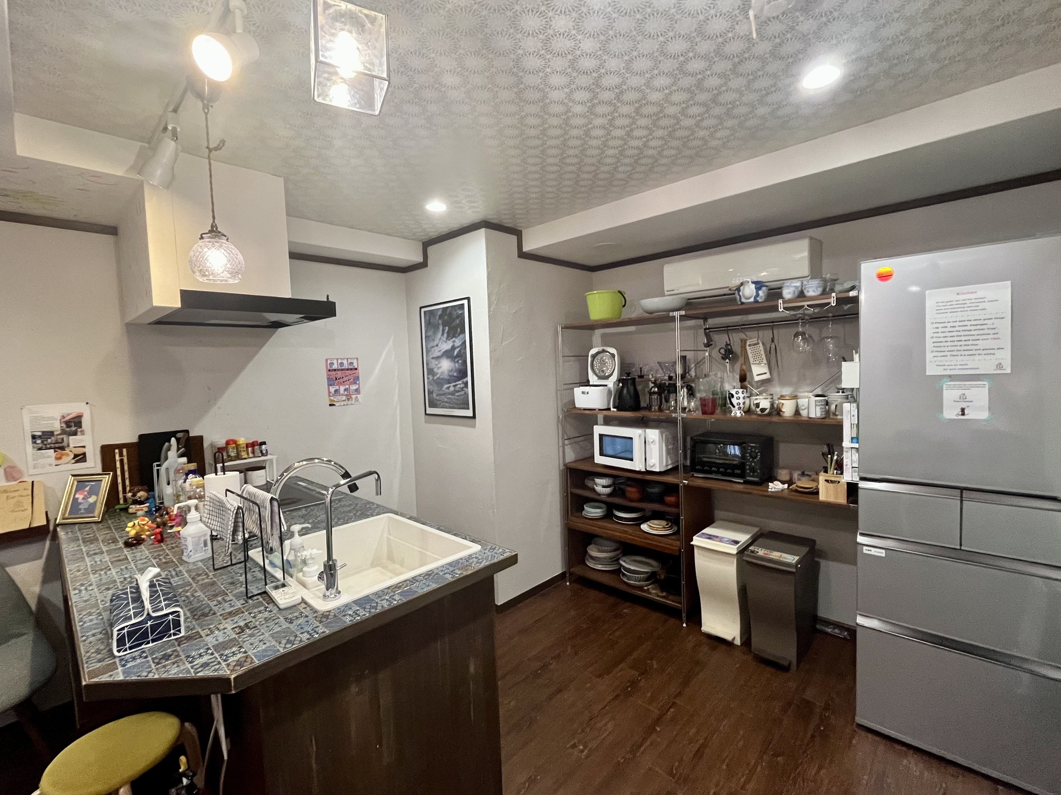 Shared kitchen at the Hostel